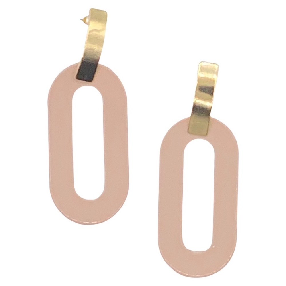 Blush Pink Oval Hoop Earrings